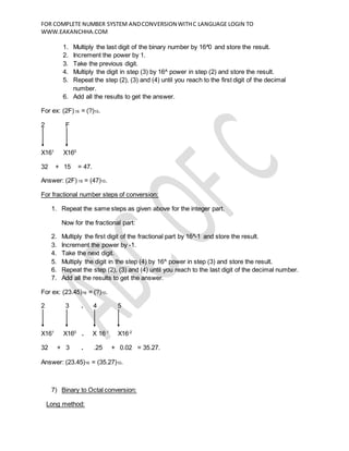 Number system with conversions www.eakanchha.com
