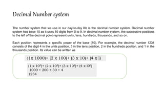 Decimal Number System In Computer Example Number system | PPTX