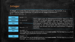 Integers Written As Numerals Number system in Mathematics | PPTX