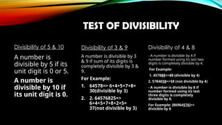 High Divisible Numbers NUMBER SYSTEM ( find divisibility, unit digit with practice questions).pptx