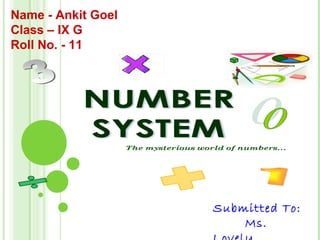 Name - Ankit Goel
Class – IX G
Roll No. - 11
Submitted To:
Ms.
 