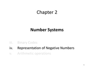 56
Chapter 2
Number Systems
iii. Binary Codes
iv. Representation of Negative Numbers
v. Arithmetic operations
 