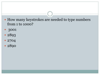 How many keystrokes are needed to type numbers from 1 to 1000? 3001289327042890