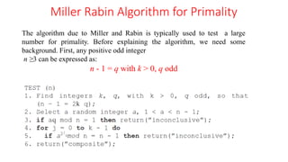 Rabin Miller Algorithm number theory and chaos theory for engineering | PPTX