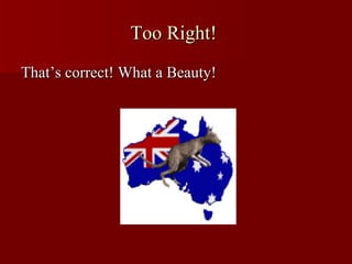 Too Right!  That’s correct! What a Beauty! 