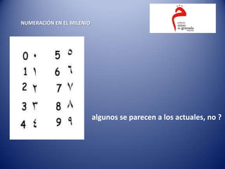 NUMERACIÓN EN EL MILENIO




                           algunos se parecen a los actuales, no ?
 