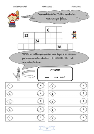 NUMERACIÓN ABN PRIMER CICLO 1º PRIMARIA
14
CLAVE
61
0
41
0
11
0
31
0
81
0
81
0
51
0
71
0
21
0
91
0
12
24
6
38
 