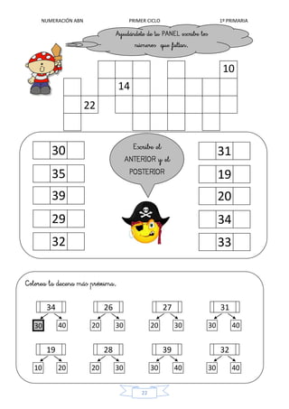NUMERACIÓN ABN PRIMER CICLO 1º PRIMARIA
22
61
0
41
0
1
0
1
0
81
0
1
0
30
6
22
14
10
35
5
3
39
29
32
31
19
20
34
33
27
20 30
31
30 40
34
30
0
40
26
20 30
39
30 40
32
30 40
19
10 20
28
20 30
 