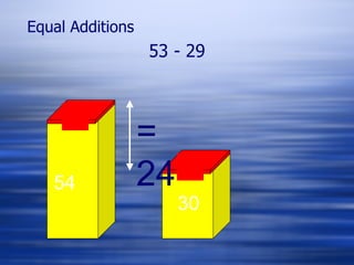 53 - 29 Equal Additions = 24 53 29 1 1 54 30 