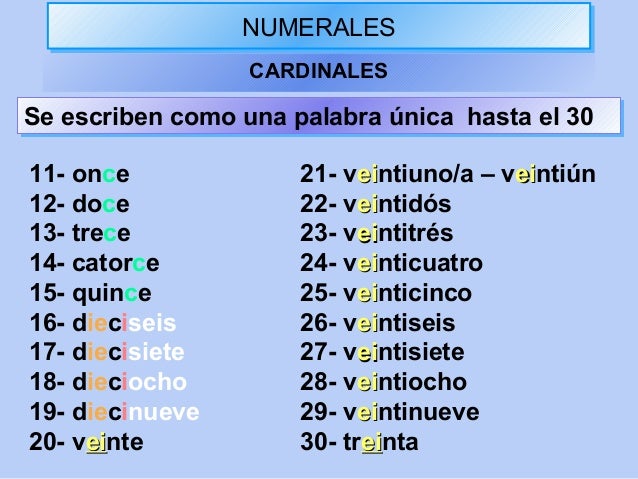 Resultado de imagen de numerales