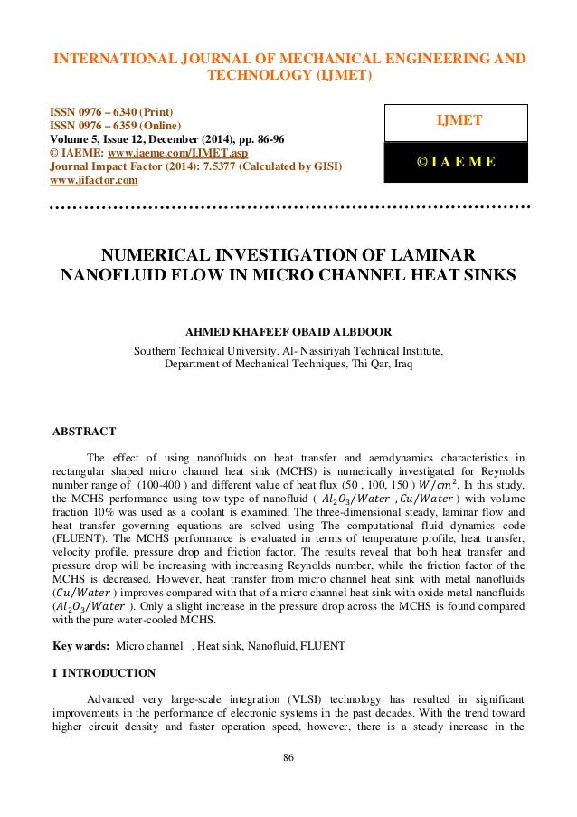 Numerical Investigation Of Laminar Nanofluid Flow In Micro