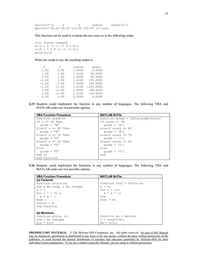 Numerical Methods for Engineers 7th Edition Chapra Solutions Manual