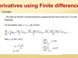 erivatives using Finite difference
Example
 