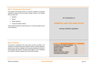 Nonlinear equations www.openeering.com page 2/25
Step 1: The purpose of this tutorial
The purpose of this Scilab tutorial ...