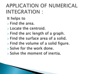 NUMERICAL INTEGRATION AND ITS APPLICATIONS | PPTX