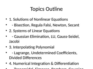 Numerical Methods and Analysis SY 202666 | PPTX