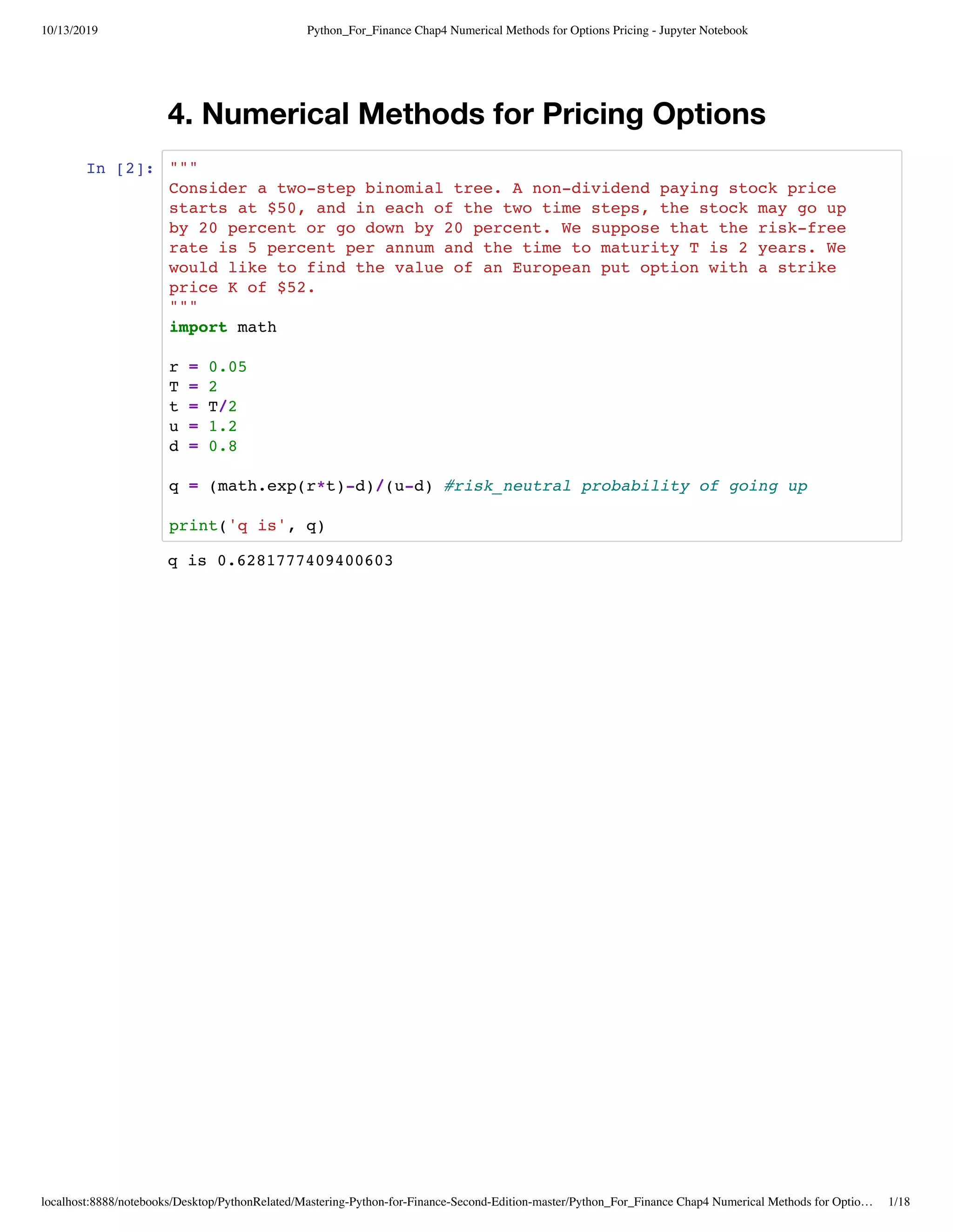 Numerical methods for options pricing | PDF