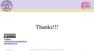Thanks!!!
20-Jan-21 Dr. Piyush Charan, Dept. of ECE, Integral University, Lucknow 11
Contact:
er.piyush.charan@gmail.com
piyush@iul.ac.in
 
