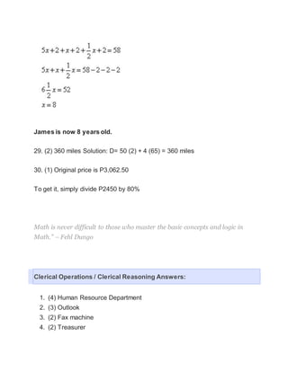 Numerical Answers Examples Numerical reasoning test samples | DOCX