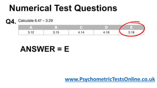 Numerical reasoning tests questions and answers | PPTX | Educational ...