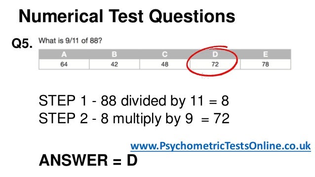 Numerical reasoning tests questions and answers
