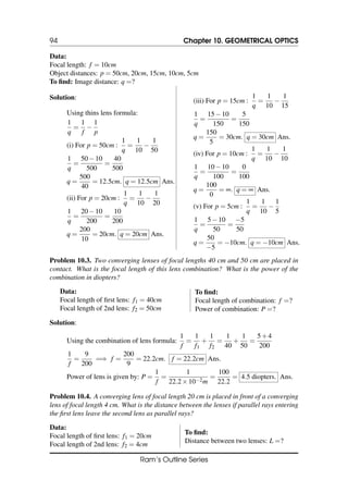 Physics Notes: Solved numerical of Physics first year | PDF