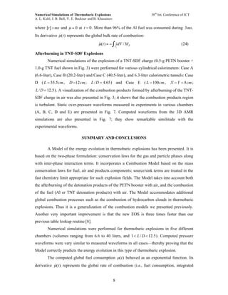 NUMERICAL SIMULATIONS OF THERMOBARIC EXPLOSIONS