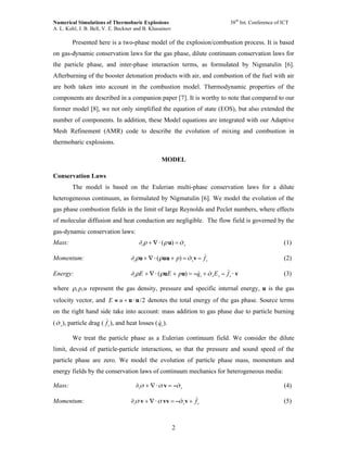 NUMERICAL SIMULATIONS OF THERMOBARIC EXPLOSIONS