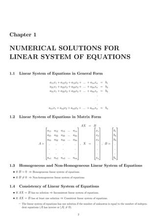 Numerical solutions for linear system of equations | PDF