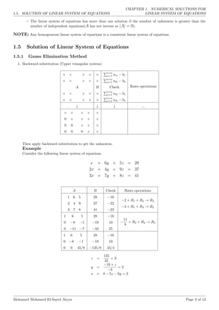 Numerical solutions for linear system of equations | PDF
