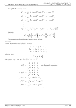 Numerical solutions for linear system of equations | PDF
