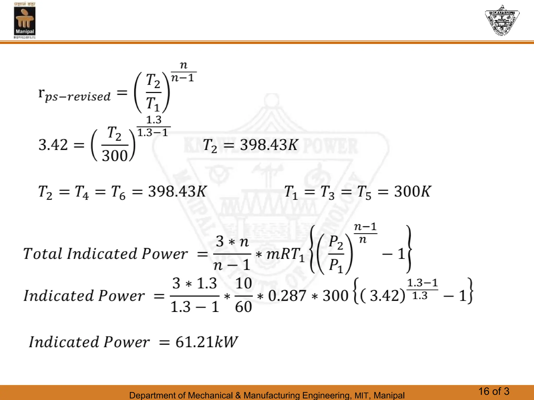 Department of Mechanical & Manufacturing Engineering, MIT, Manipal 16 of 3
 