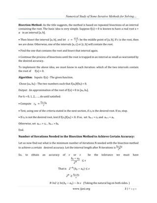 Numerical Study of Some Iterative Methods for Solving Nonlinear ...