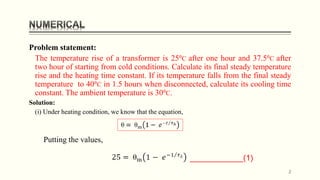 Temperature Rise Calculation Formula Numerical on temperature rise time relation | PPTX