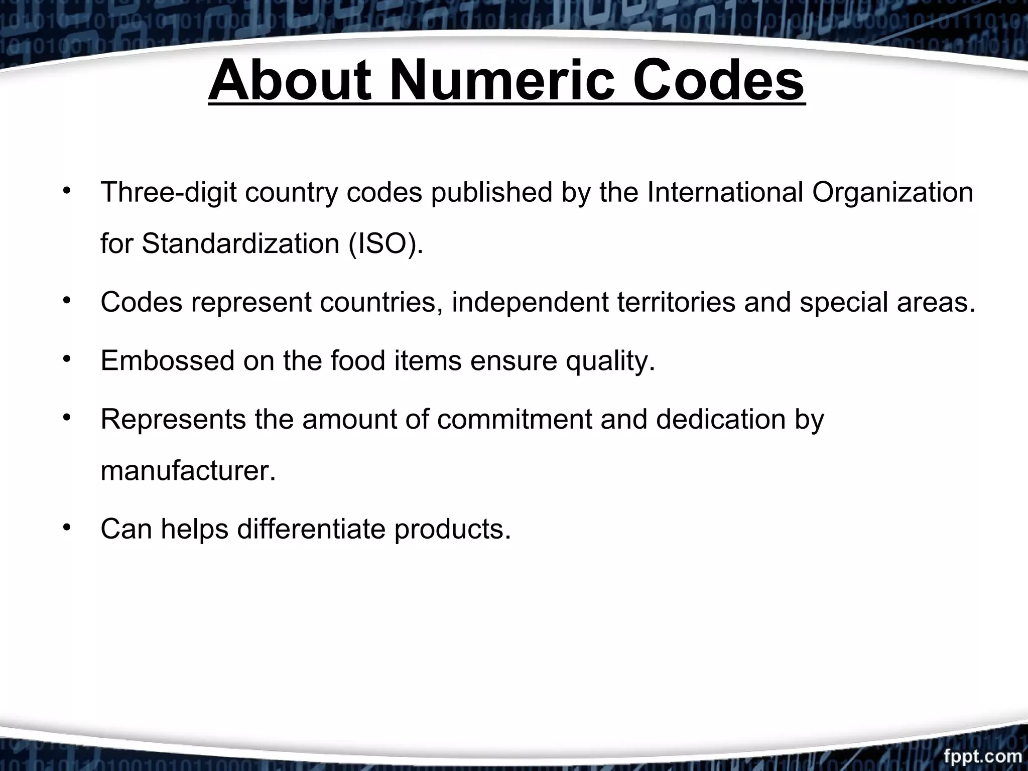 Numeric Codes PPT Numeric codes ppt