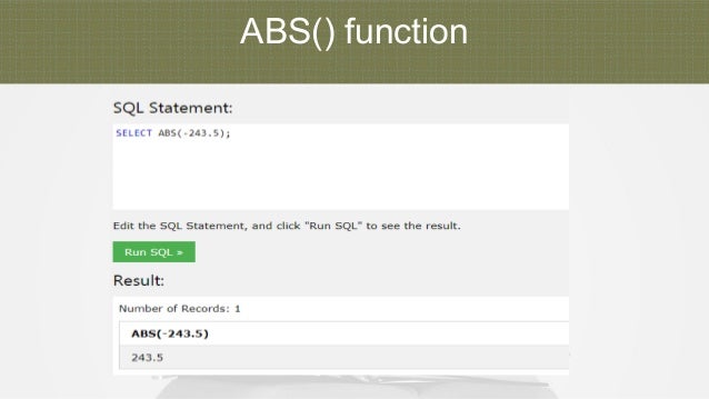 Numeric Functions In Sql Oracle