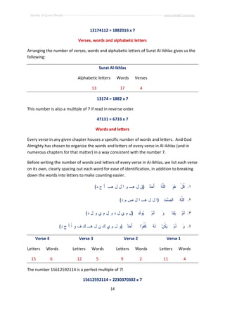 Numeric miracle in surat al ikhlas | PDF