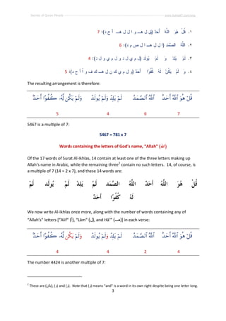 Numeric miracle in surat al ikhlas | PDF