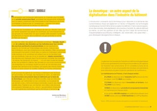 LE NUMÉRIQUE DÉROUTANT Bpifrance Le Lab 83
NEST-GOOGLE
L’acquisition par l’entreprise californienne, le 13 janvier, pour 3,2 Md$,
de la société américaine Nest, spécialiste des équipements intelligents
pour la maison, notamment des thermostats et des détecteurs de fumée
contrôlables à distance par un « smartphone », marque-t-il le début
d’une mutation profonde du secteur du bâtiment ?
C’est l’avis de l’investisseur et « facilitateur de start-up » Nicolas Colin pour
qui l’avenir appartient aux géants du numérique, qui vont imposer leur loi
aux groupes de construction. En quoi consiste cette révolution numérique
actuellement en marche dans le bâtiment, et que symbolise le rachat
de Nest par Google ?
Le cœur de métier des géants de l’industrie numérique – Google, Apple…
– est de collecter des données sur les individus pour leur vendre
des services pertinents et personnalisés via des applications.
Jusqu’ici, ils l’ont fait par l’intermédiaire des écrans, d’abord ceux
des ordinateurs, puis des smartphones et des tablettes. Mais ces groupes
commencent à se sentir à l’étroit dans ce cadre et s’intéressent désormais
à des secteurs où le numérique est présent tout en ne transitant pas
par ces interfaces, mais par ce qu’on appelle les « objets connectés ».
Ces derniers sont déployés dans l’environnement immédiat des individus
– la voiture, les transports, la maison… – et vont dans toutes les étapes
de leur vie quotidienne collecter des données sur eux et leur environnement.
Les entreprises du numérique veulent se servir de ces données pour
produire des services et les monétiser, soit auprès des mêmes individus,
soit sur un autre versant du modèle d’affaires, à d’autres entreprises.
C’est pourquoi les géants du numérique s’intéressent aux secteurs
de l’automobile, de l’énergie, des transports et, donc, du bâtiment.
Ce phénomène est présent dans le bâtiment par le biais de
la domotique, qui n’est pas une filière nouvelle, mais qui reste peu
développée, car rudimentaire et non connectée. La nouveauté de
ces derniers mois, c’est la domotique connectée, à savoir des objets
installés dans l’habitat et qui, via internet, sont reliés à des serveurs
très puissants hébergés sur du « cloud », qui permettent d’exécuter
du code logiciel plus sophistiqué que la domotique à l’ancienne.  
Article du Moniteur,
( 24 janvier 2014 )
La domotique : un autre aspect de la
digitalisation dans l’industrie du bâtiment
L’introduction croissante de la domotique pour répondre à la demande des
consommateurs finaux est également un facteur d’intégration de technologies
numériques au moment même de la conception du bâtiment. C’est un second aspect,
et non des moindres, de la digitalisation de ce secteur d’activité. Au-delà du bâtiment
lui-même, ce sont les quartiers et les villes qui font l’objet de recherches et
d’expérimentationspourêtreplus« intelligents »,les« smartcities »,les« greencities »…
pour développer des approches en réseaux.
Le gisement de données de l’industrie du bâtiment est gigantesque
surtout si se généralisent la domotique et la surveillance par capteurs
de l’évolution des constructions. Si l’on considère la durée de vie
d’un bâtiment, le suivi et la propriété des données vont permettre à
leurs détenteurs de gérer toutes les opérations de maintenance.
La maintenance en France, c’est chaque année :
•	 21,2Md€dedépensesdansl’industrie( 2,3%delaproduction
en valeur 
), dont 7,1 Md€ sous-traités ;
•	 17,6 Md€ de dépenses dans l’immobilier et tertiaire, dont
13,2 Md€ sous-traités ;
•	 12Md€dedépensesenproduitsetcomposantsindustriels
en maintenance et travaux neufs ;
•	 et qui génère 450 000 emplois de qualifications élevées dont
12 000 cadres, ainsi que 8 500 diplômés du CAP au Mastère.
Source : AFIM ( Association française des ingénieurs et responsables de maintenance).
 