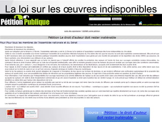 La loi sur les œuvres indisponibles
Source : « Pétition : le droit d’auteur
doit rester inaliénable ».
 