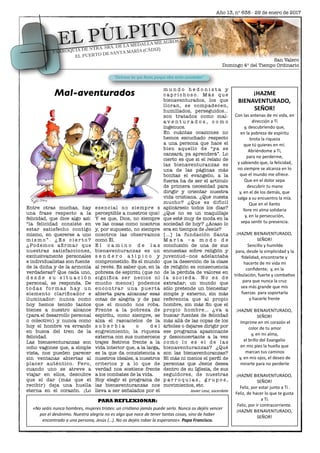 Año 13, nº 638 - 29 de enero de 2017
“Dichosos los que lloran, porque ellos serán consolados”
EL PÚLPITO
PARROQUIA DE NTRA...