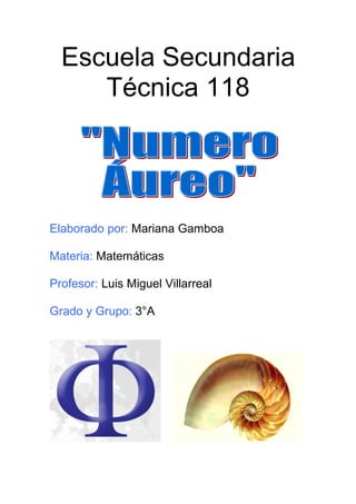 Escuela Secundaria
     Técnica 118




Elaborado por: Mariana Gamboa

Materia: Matemáticas

Profesor: Luis Miguel Villarreal

Grado y Grupo: 3°A
 