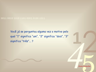 Você já se perguntou alguma vez o motivo pelo qual “1” significa “um”, “2” significa “dois”, “3” significa “três”... ? 