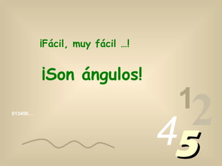 013456…
1
2455
¡Fácil, muy fácil …!
¡Son ángulos!
 