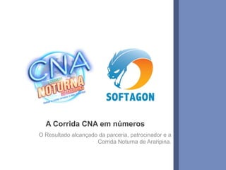1www.softagon.com.br
A Corrida CNA em números
O Resultado alcançado da parceria, patrocinador e a
Corrida Noturna de Araripina.
 