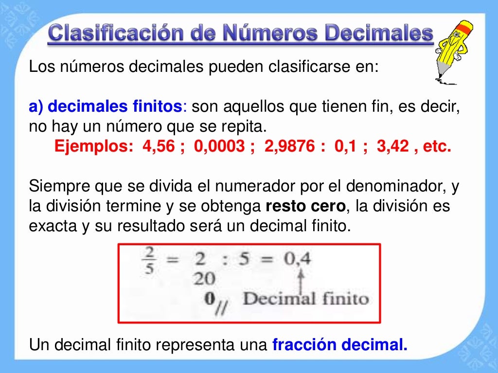 Clasificación de Números decimales