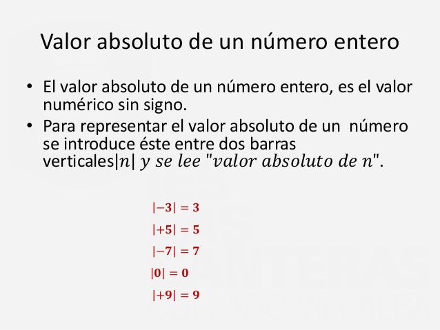 Resultado de imagen de vALOR ABSOLUTO DE UN NUMERO ENTERO