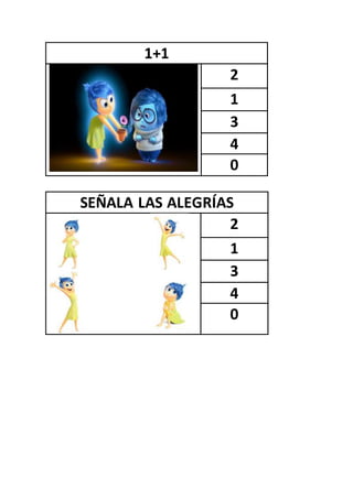 1+1
2
1
3
4
0
SEÑALA LAS ALEGRÍAS
2
1
3
4
0
 