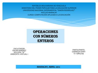 REPÚBLICA BOLIVARIANA DE VENEZUELA
                                  MINISTERIO DEL PODER POPULAR PARA LA EDUCACIÓN SUPERI...
