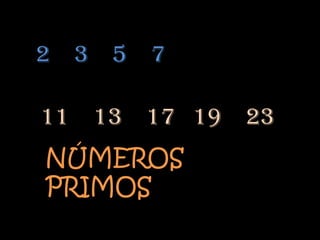 2 3   5 7

11 13   17 19 23
NÚMEROS
PRIMOS
 